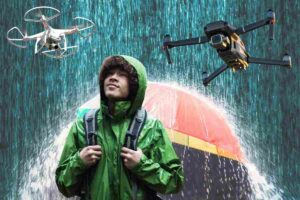 pioggia artificiale creata con i droni